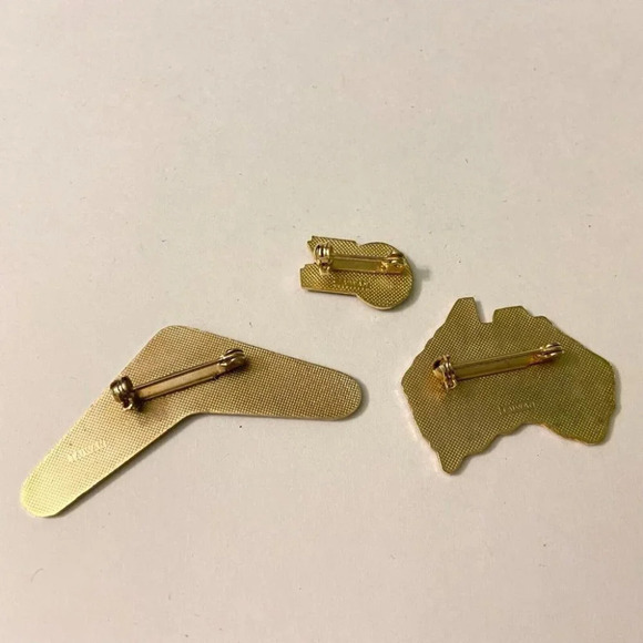 Vintage 80s Australia Oz Pins Boomerang  Map 3 Piece Made In Taiwan - Picture 4 of 9